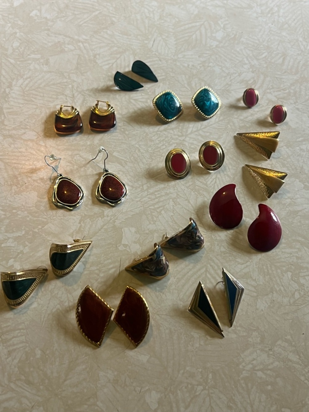 Assorted Women's Red and Green Enamel Drop & Stud Earrings - E38